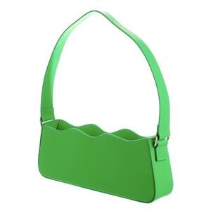 MACH & MACH Green Wave Baguette Shoulder Bag Sculpted Wavy Edge Statement Purse